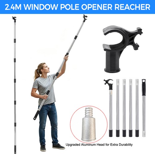 Window pole opener hook - 2.4m, opener/hook